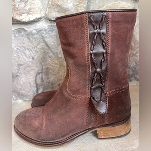 Brown Suede Leather Ankle boots Women's Engineer Moto Sz 36 5.5 Vero Cuoio Italy